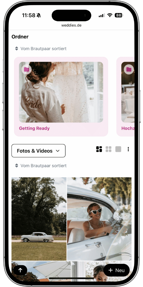 Online Galerie Hochzeit mit QR-Code