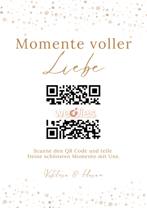 Hochzeitsbilder mit Gästen teilen - QR-Code Vorlage gold