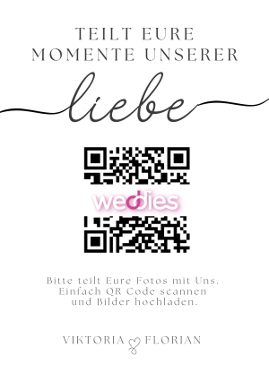 Hochzeitsbilder mit Gästen teilen - QR-Code Vorlage Liebe